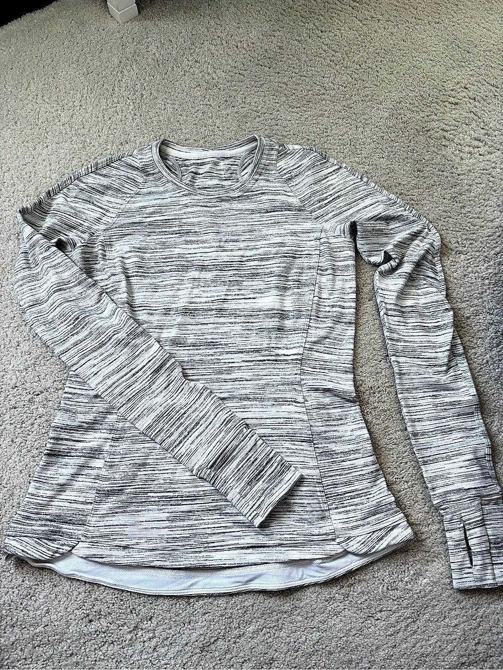 lululemon Meant To Move Long Sleeve Long Sleeve Athletic Top in White & Gray